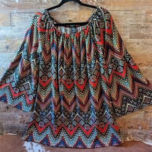 Win Win Boho Bell Sleeve Tunic With Scoop Neck